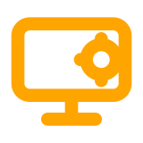 Symbol eines Computermonitors mit einem Zahnrad-Symbol im Bildschirmbereich