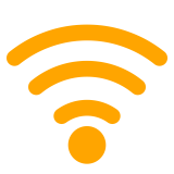 Ein Symbol für WLAN oder Funkempfang, bestehend aus drei konzentrischen, nach unten bogenförmigen Linien und einem Kreis.